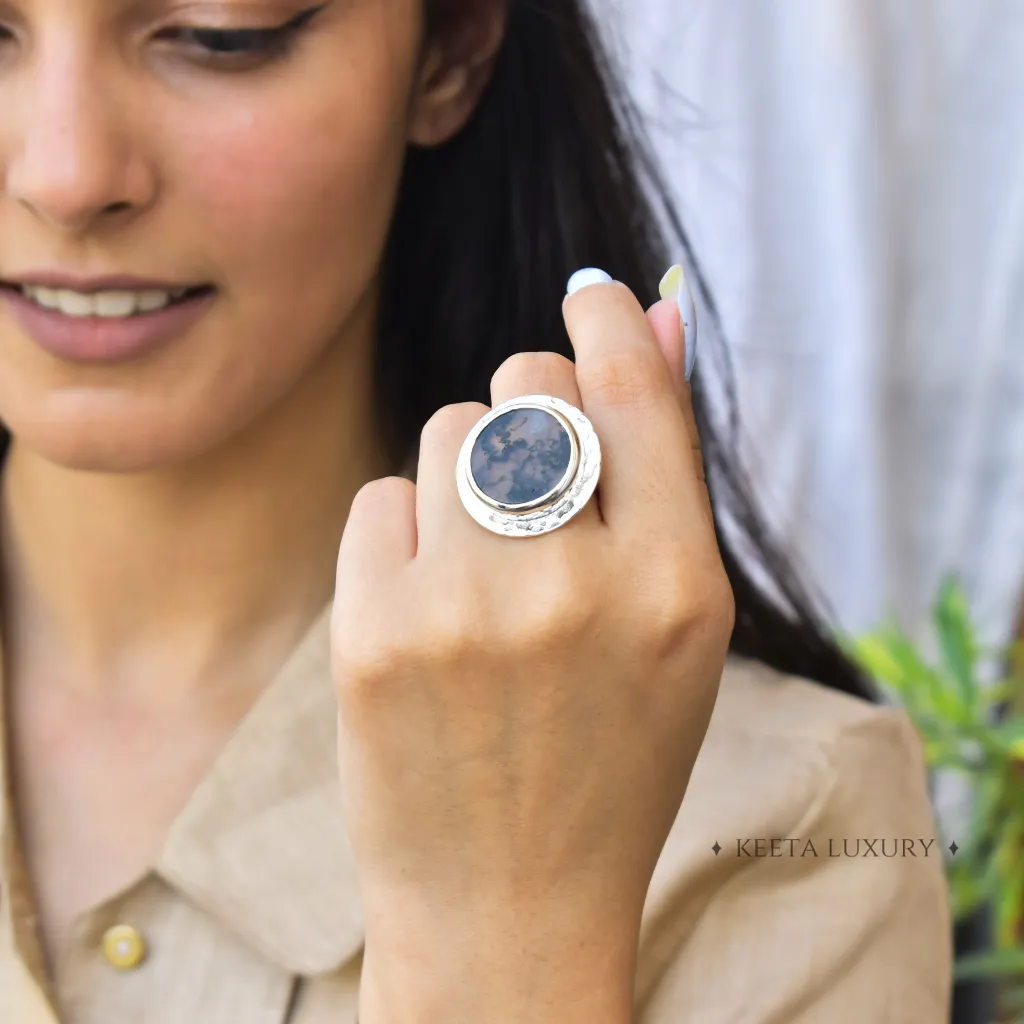 Coin Treasury - Moss Agate Ring