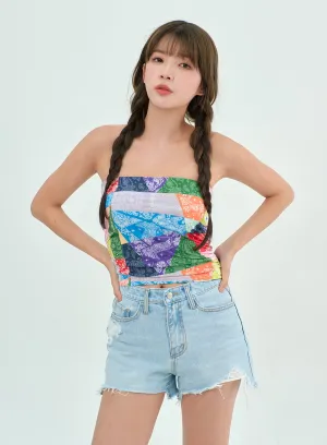 Color Graphic Tube Top BY303