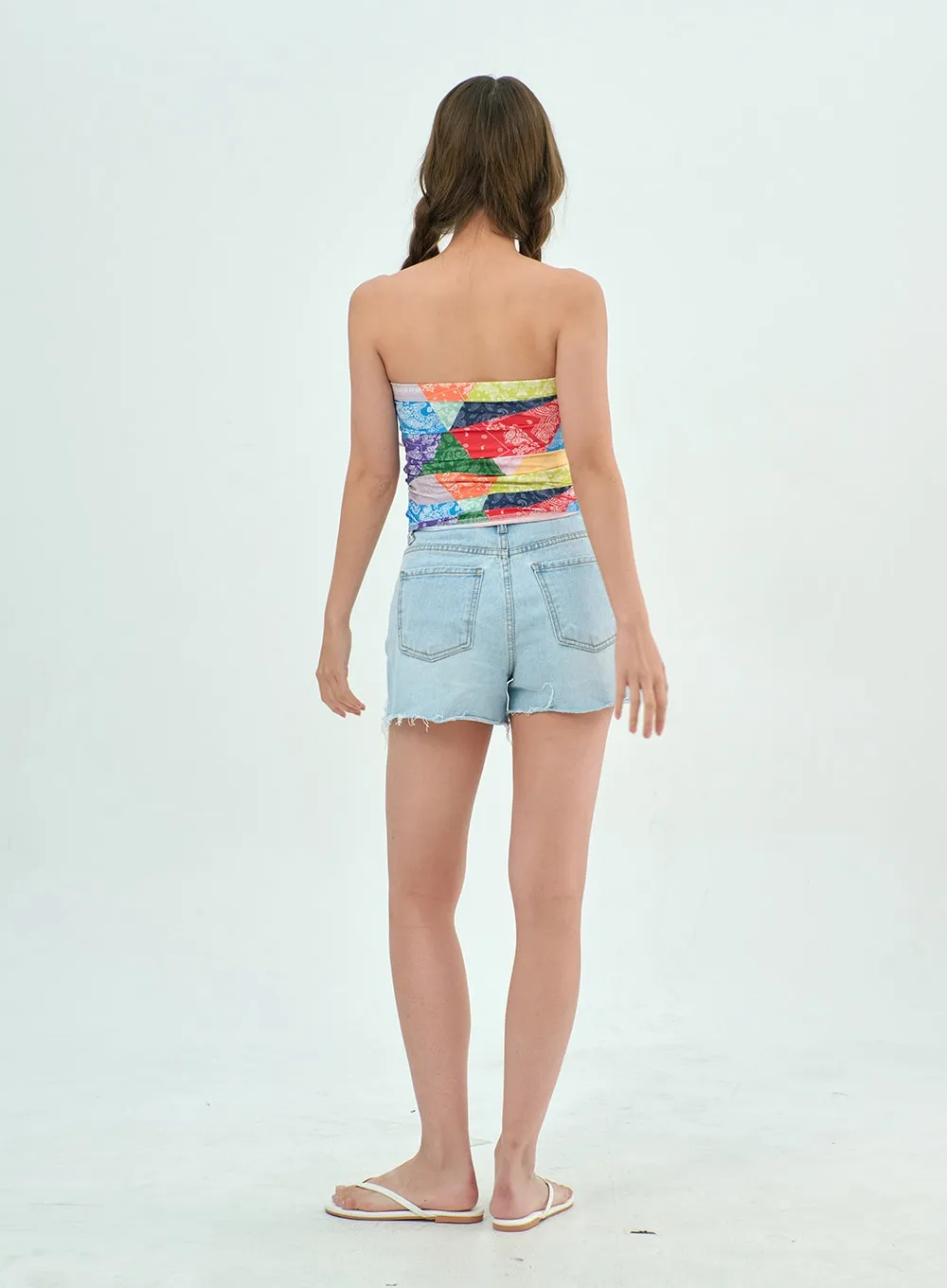 Color Graphic Tube Top BY303