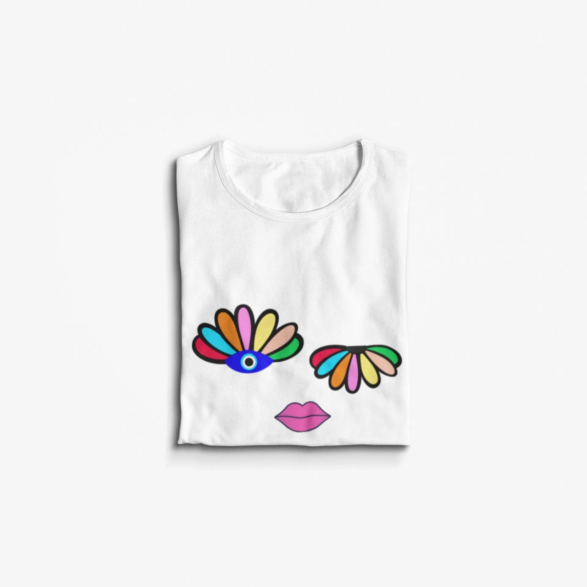 Colorful Evil Eye Face T shirt