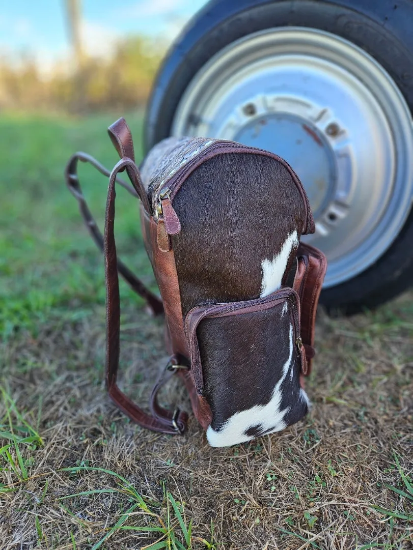 Cowhide Hand Tooled Diaper Bag