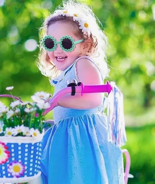 DC DECORIO Flower designed Round Sunglasses Suitable & trendy for boys n girls aged between 3-10 yrs (Car Green)