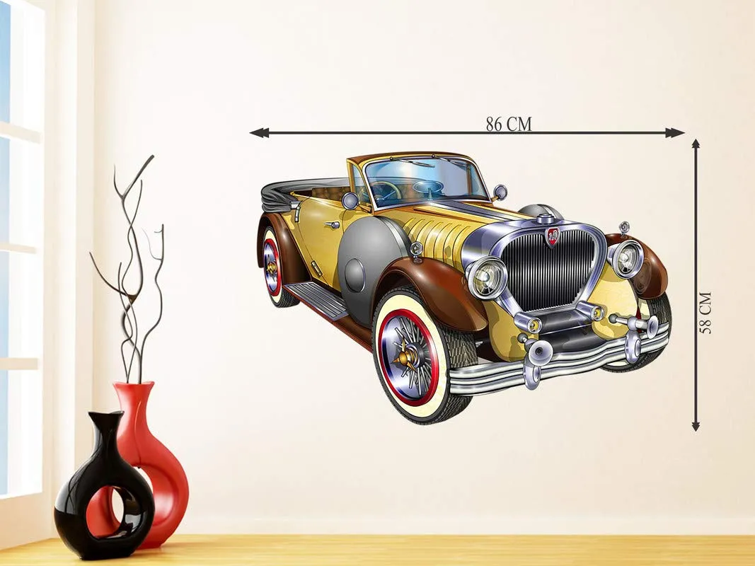 DivineDesigns™ Retro Old Car Sticker | Wall Sticker for Living Room/Bedroom/Office and All Decorative Stickers