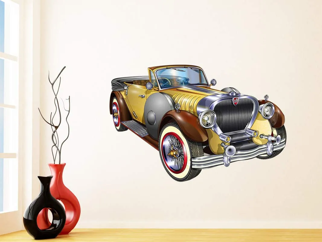 DivineDesigns™ Retro Old Car Sticker | Wall Sticker for Living Room/Bedroom/Office and All Decorative Stickers