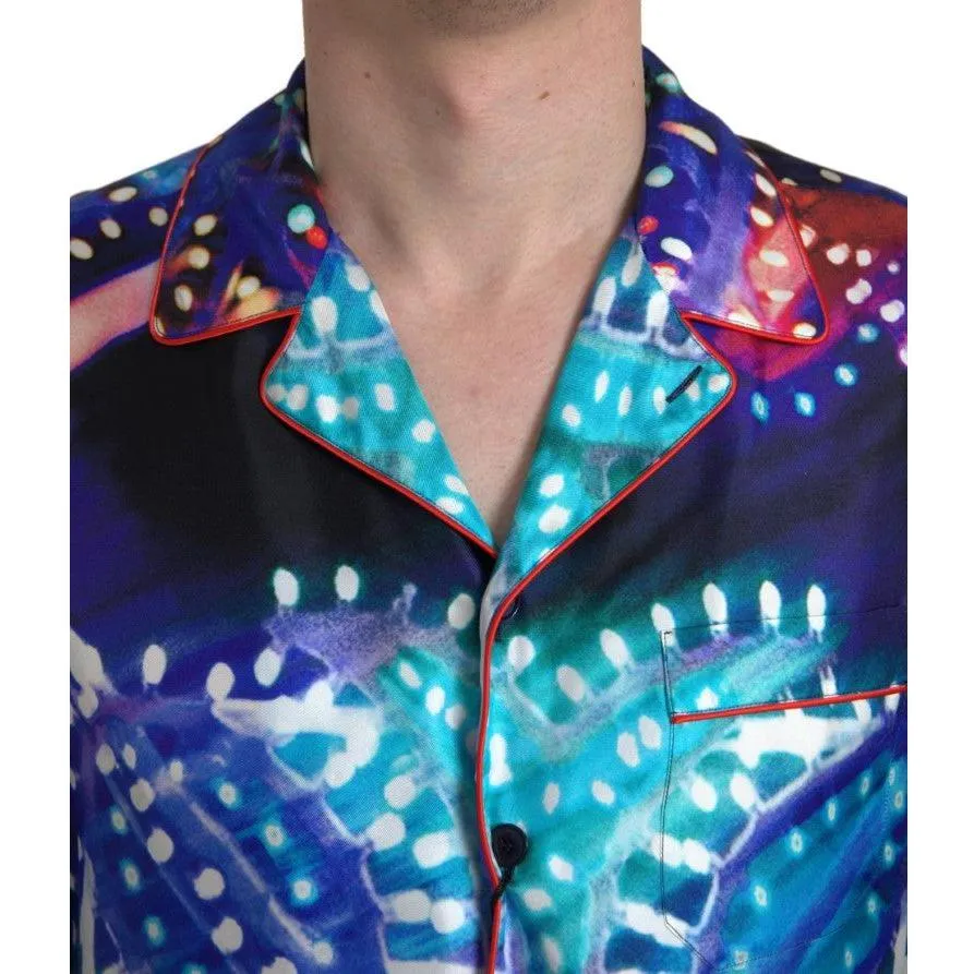 Dolce & Gabbana Psychedelic Print Silk Pajama Shirt