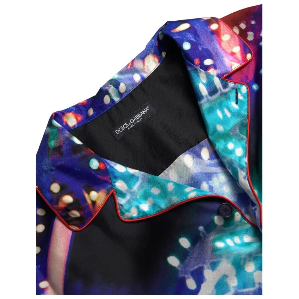 Dolce & Gabbana Psychedelic Print Silk Pajama Shirt