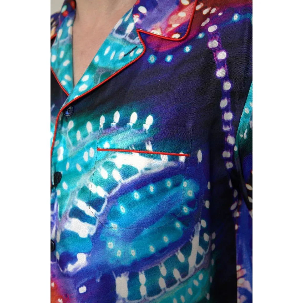 Dolce & Gabbana Psychedelic Print Silk Pajama Shirt