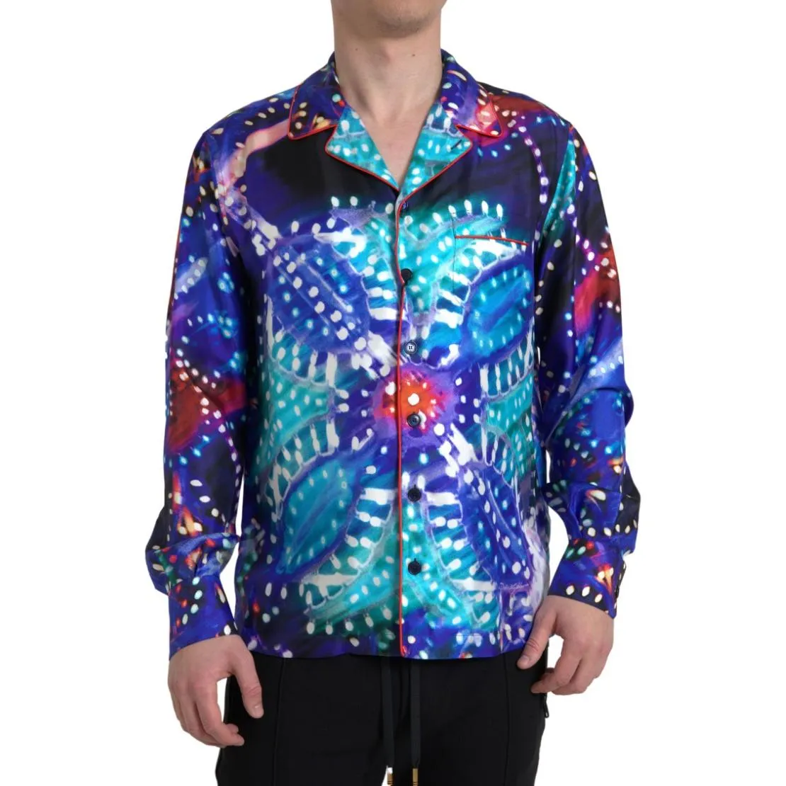 Dolce & Gabbana Psychedelic Print Silk Pajama Shirt