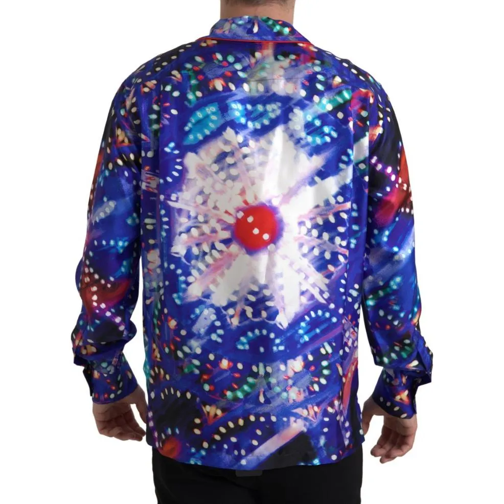 Dolce & Gabbana Psychedelic Print Silk Pajama Shirt