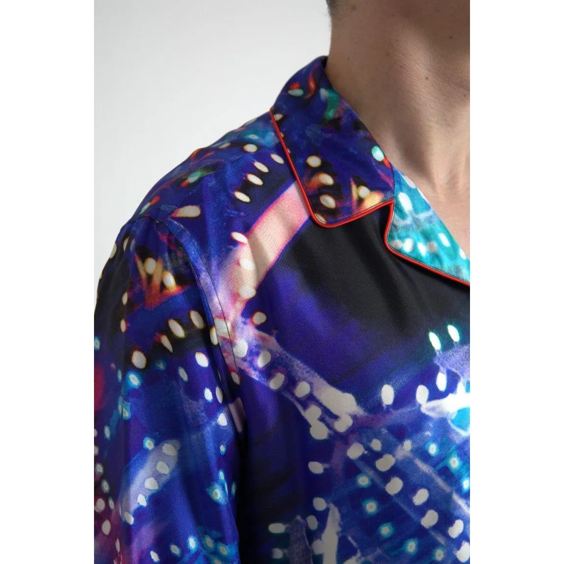 Dolce & Gabbana Psychedelic Print Silk Pajama Shirt