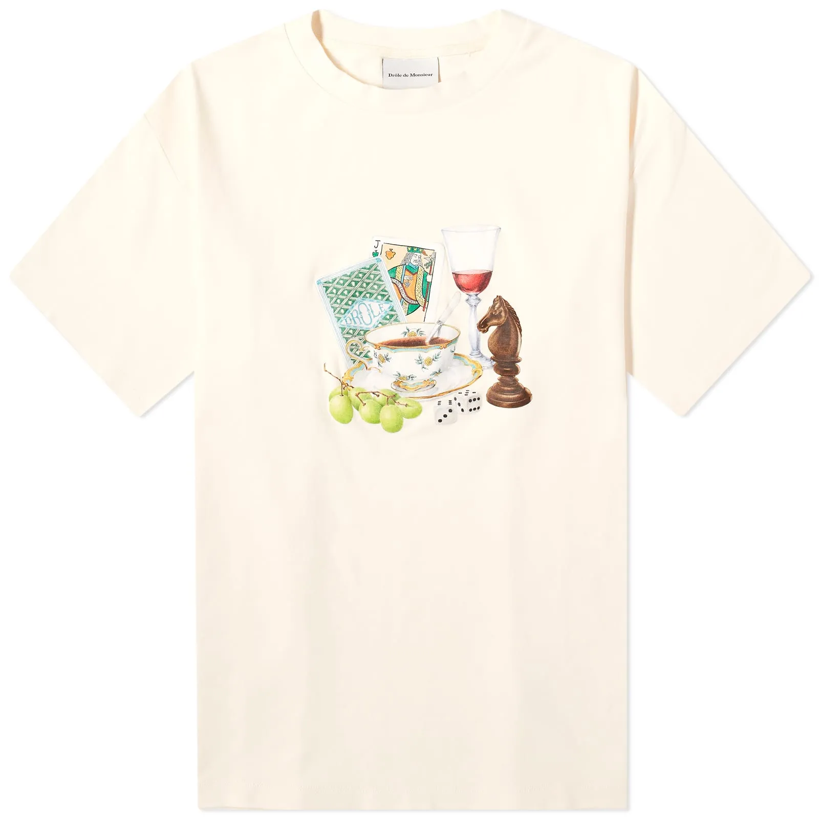 Drôle De Monsieur Aftrenoon Graphic T-shirt, Cream