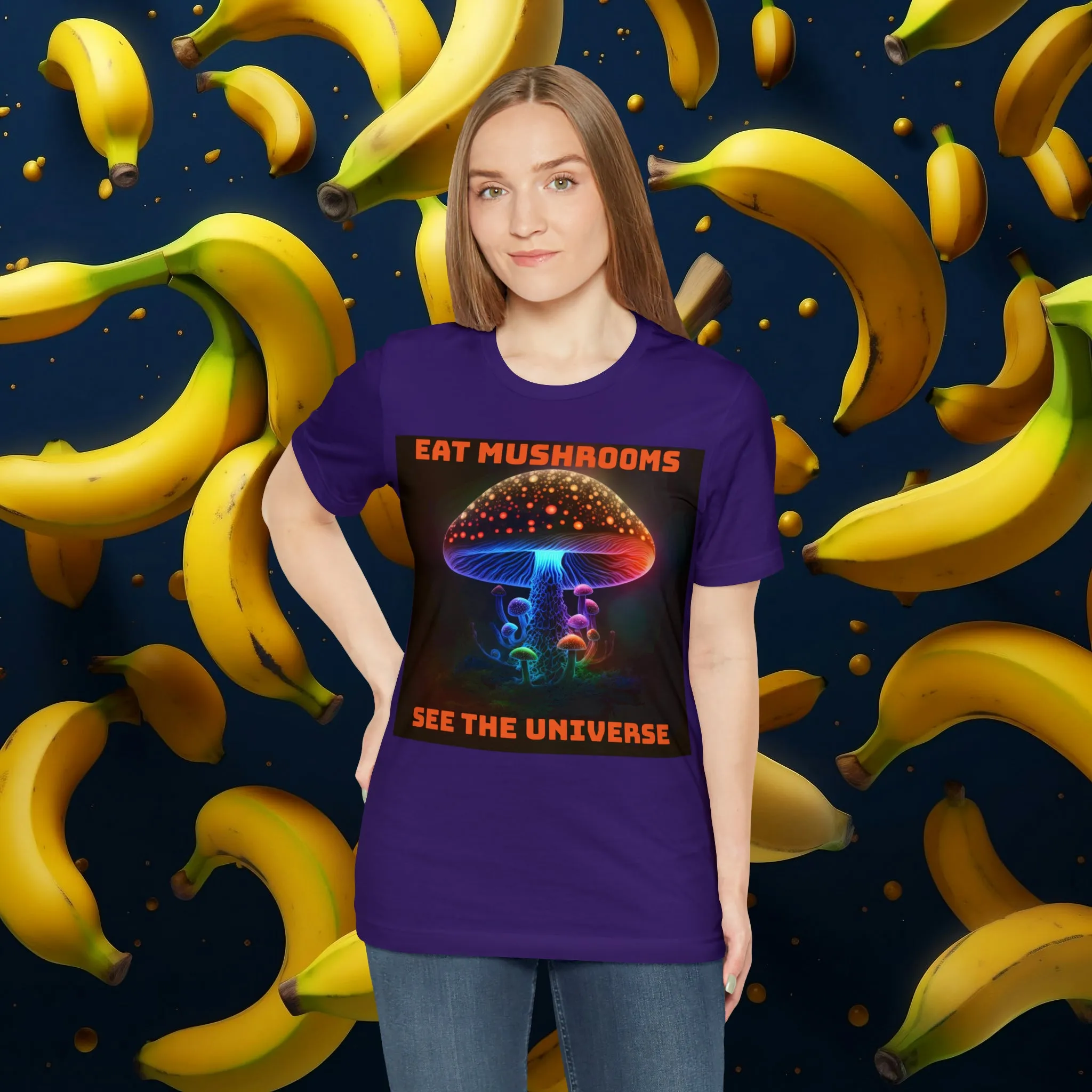 Eat Mushrooms, See the Universe Mushroom tee