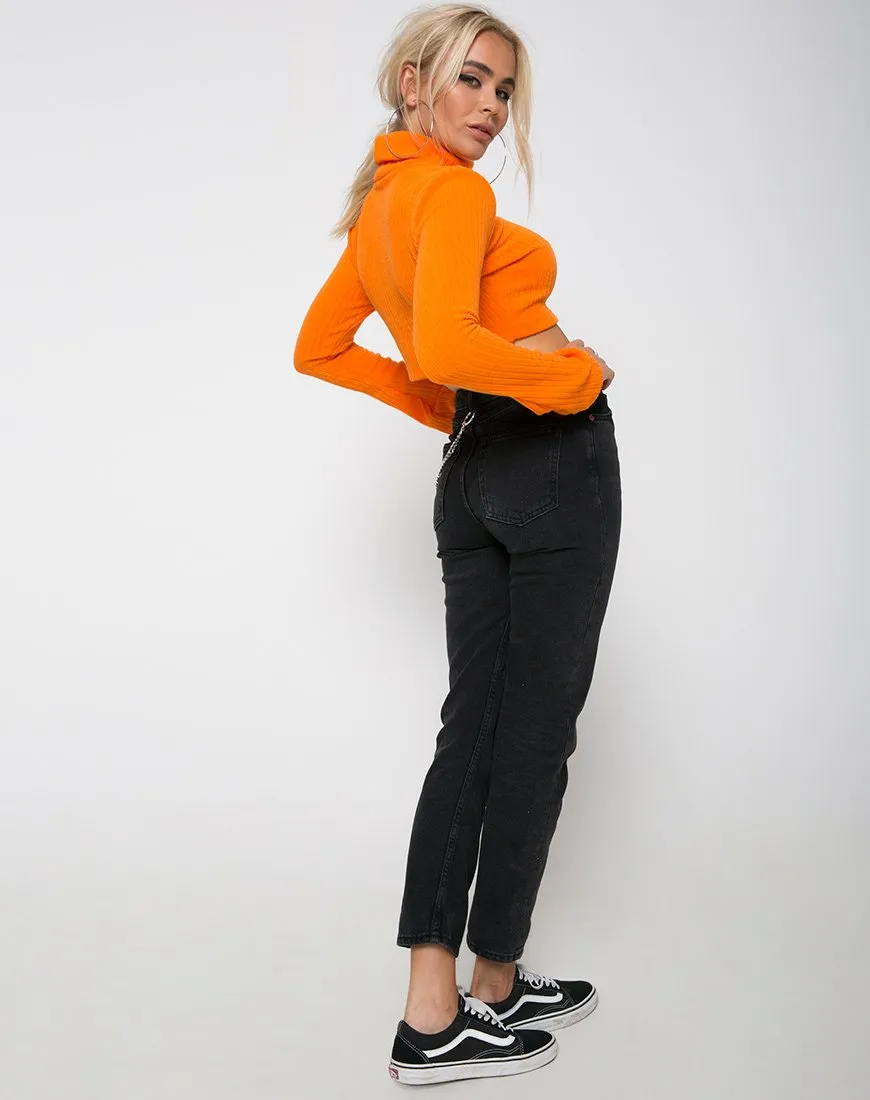 Elena Crop Top in Rib Knit Orange