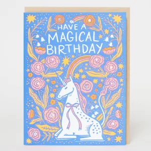 Folk Unicorn Letterpress Birthday Card