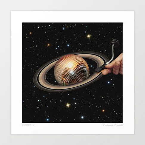 'Galactic DJ II - Saturn Disco Ball' Art Print by Vertigo Artography