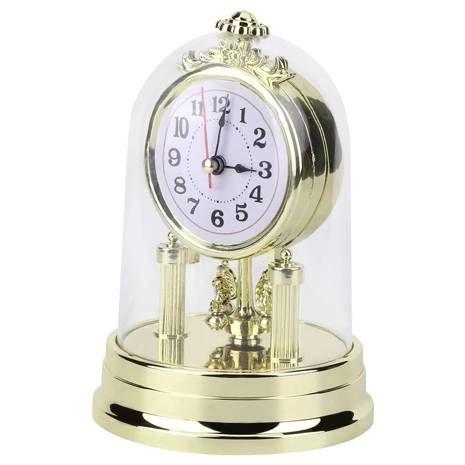 GOTOTOP Table Clocks for Living Room Decor Antique Wall Clock Baroque Retro European Style Table Clock Mantel Clock for Home Hotel Decorative Wall Mounted Desk Alarm Clock(Gold)