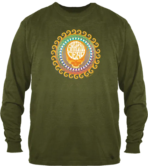 Grateful Dead - Orange Sunshine on Olive Long Sleeve