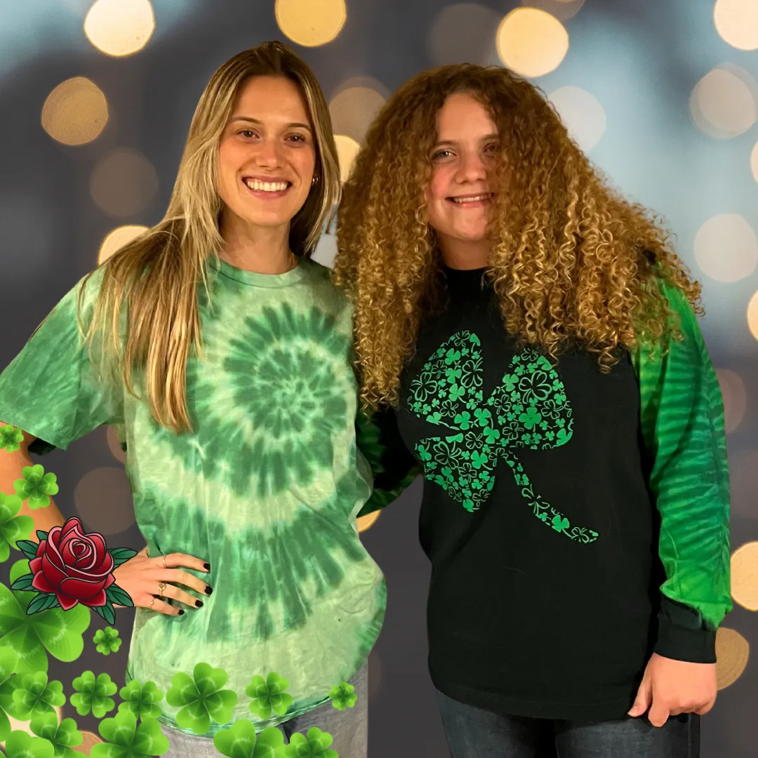 Green Shamrock Long Sleeve Tie Dye