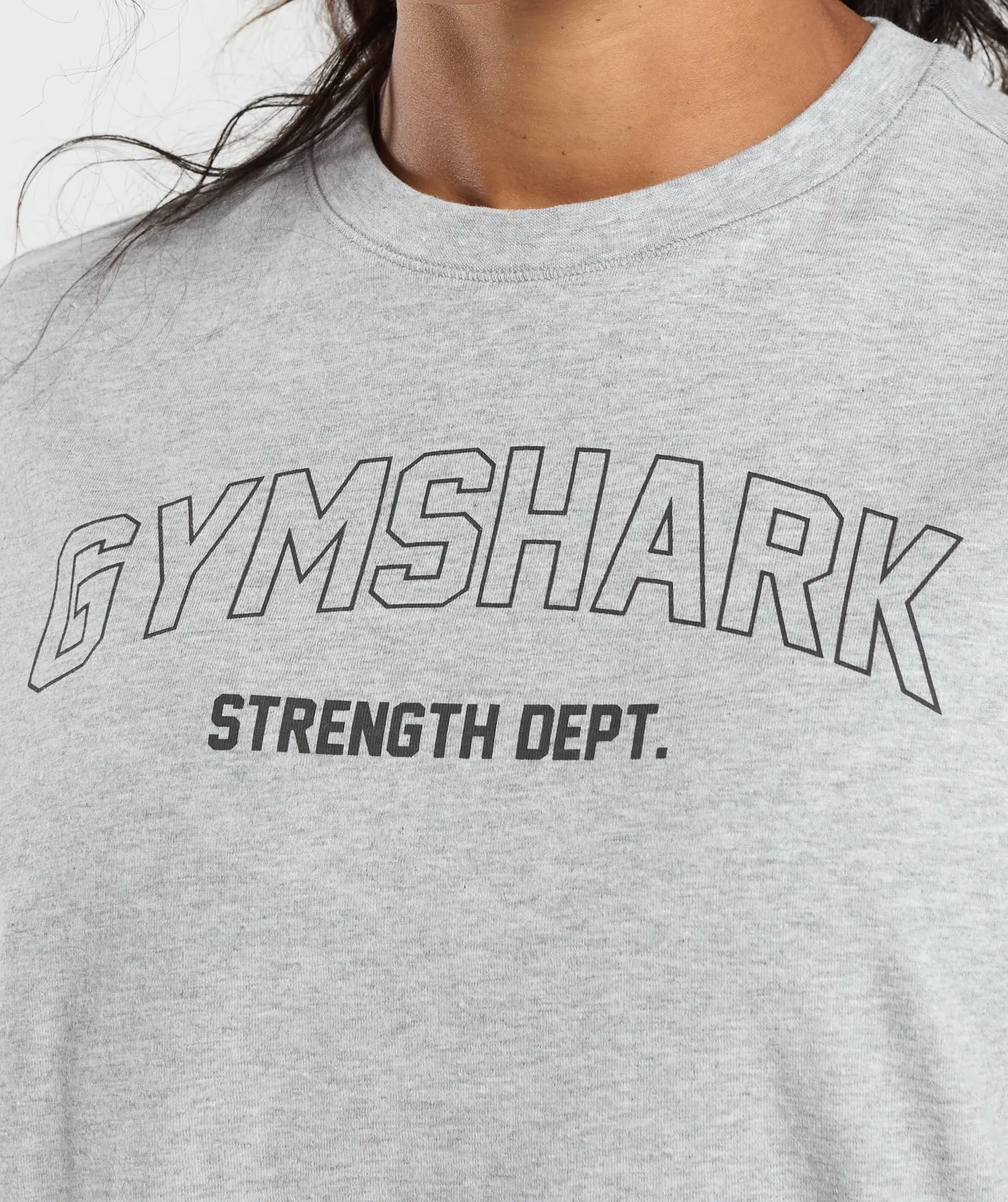 Gymshark Strength Department Long Sleeve Skater - Light Grey Core Marl