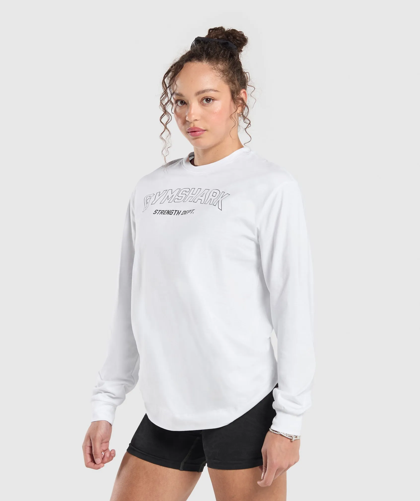 Gymshark Strength Department Long Sleeve Skater - White