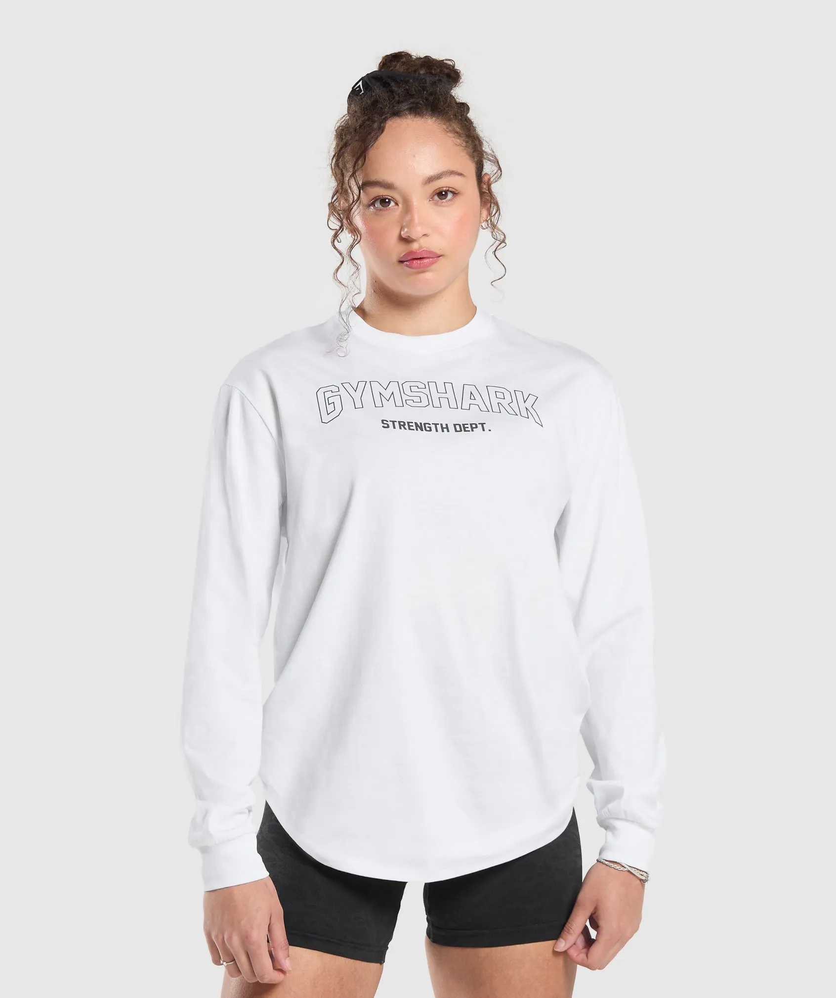 Gymshark Strength Department Long Sleeve Skater - White