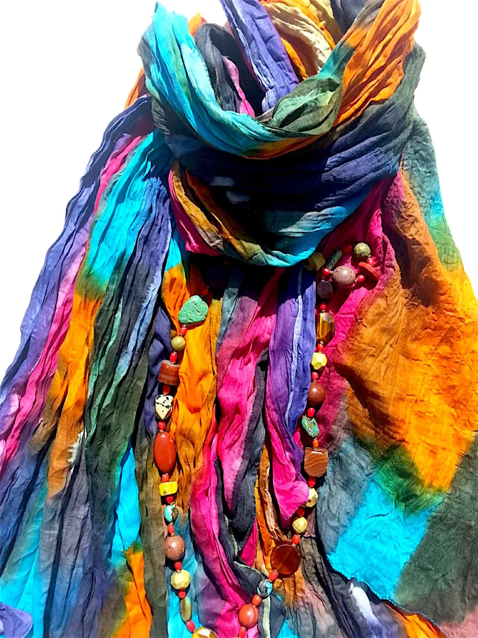 Hand Painted Cotton Large Scarf or Pareo