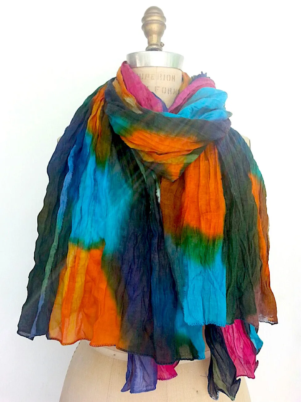 Hand Painted Cotton Large Scarf or Pareo