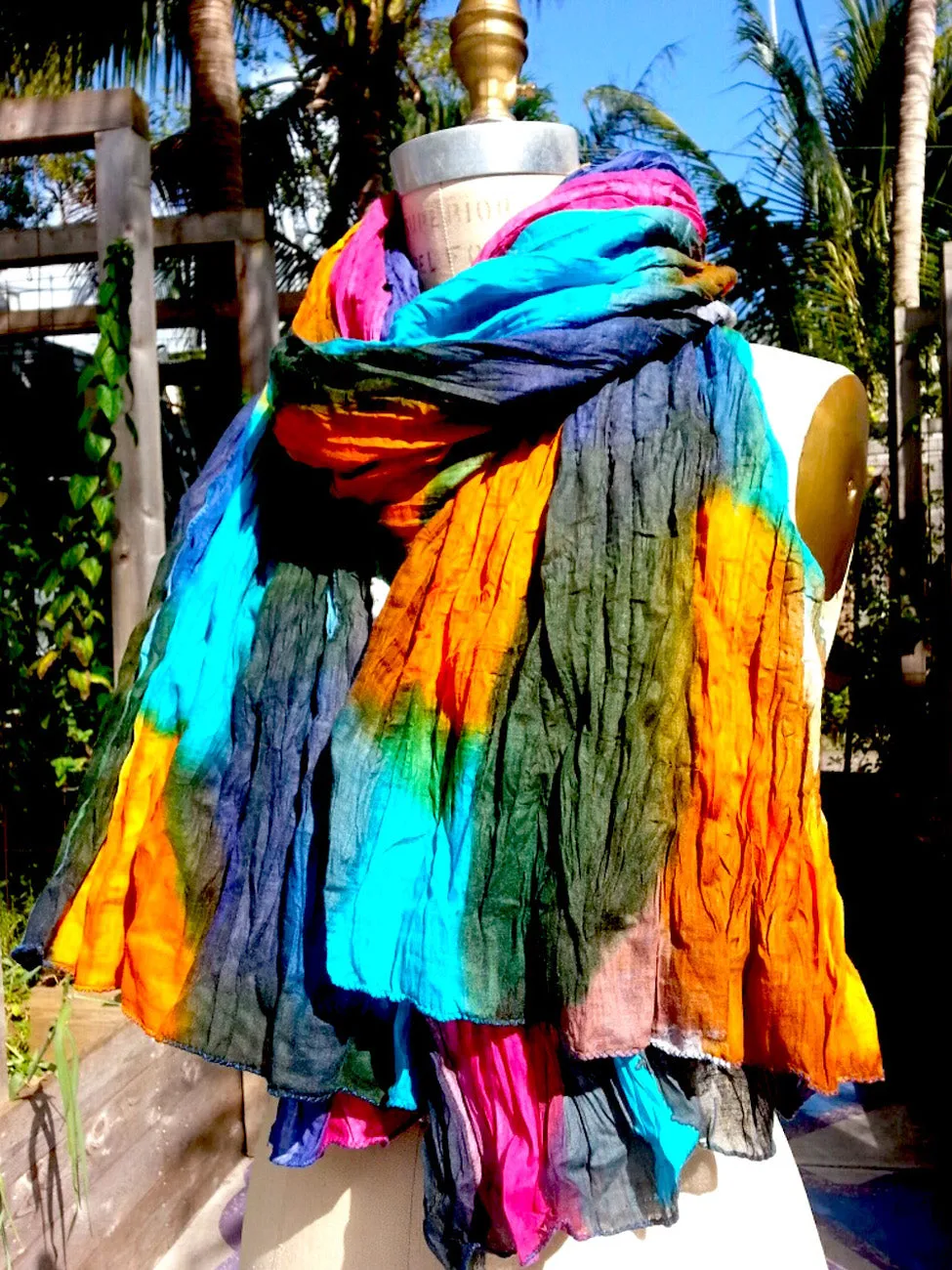 Hand Painted Cotton Large Scarf or Pareo