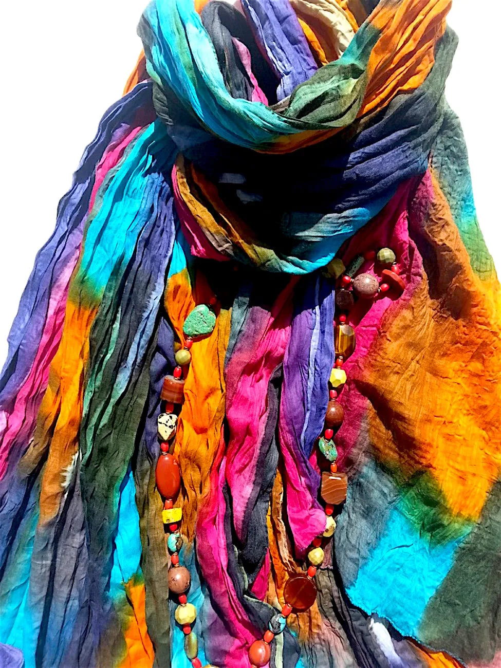 Hand Painted Cotton Large Scarf or Pareo