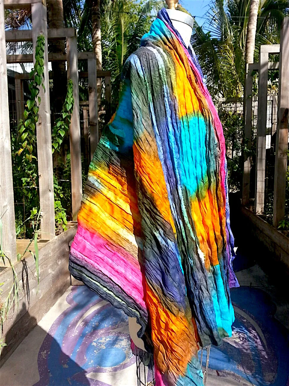 Hand Painted Cotton Large Scarf or Pareo