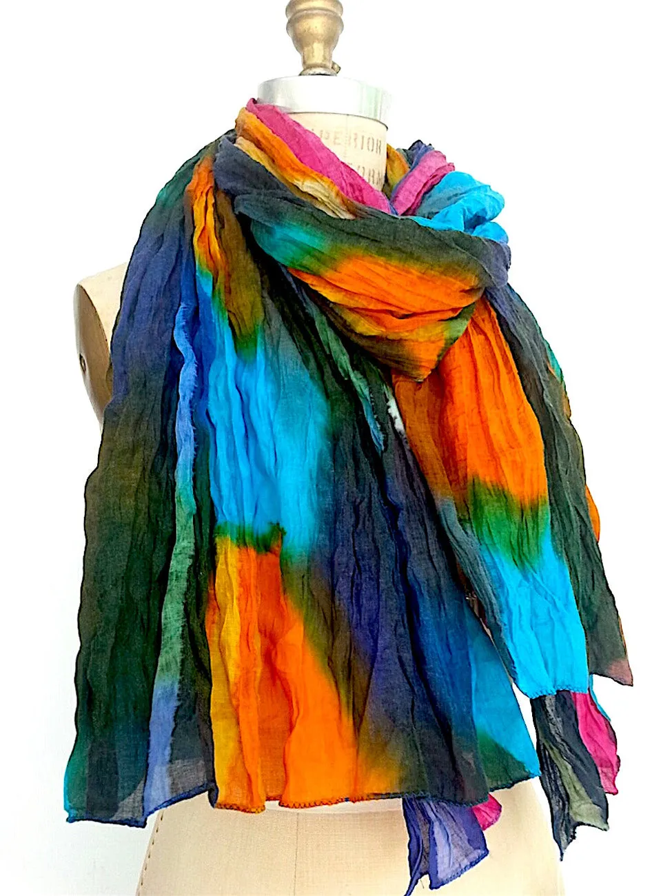 Hand Painted Cotton Large Scarf or Pareo