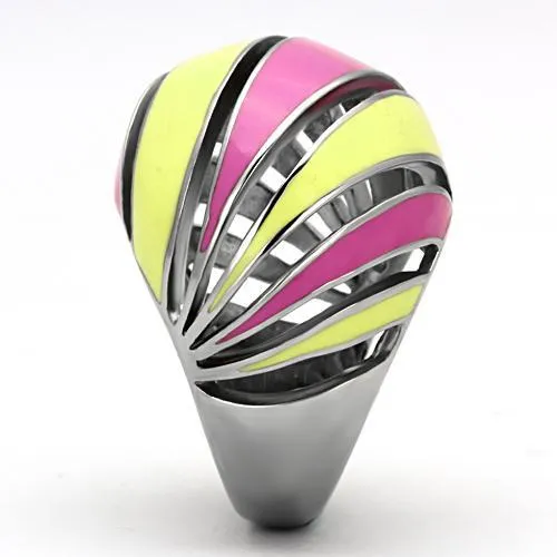 High polished (no plating) Stainless Steel Ring with Epoxy in Multi Color for Women Style TK803