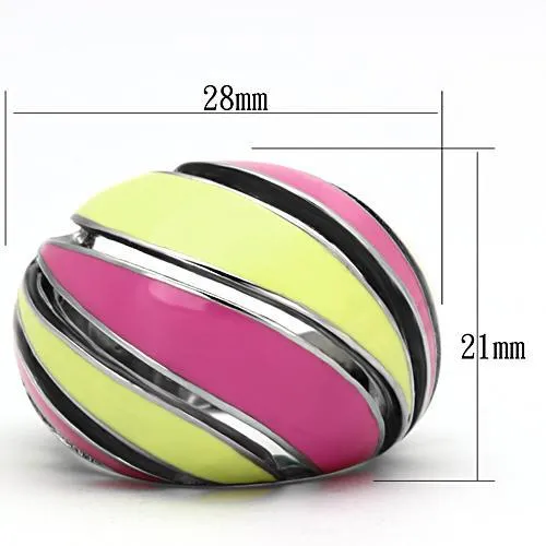 High polished (no plating) Stainless Steel Ring with Epoxy in Multi Color for Women Style TK803