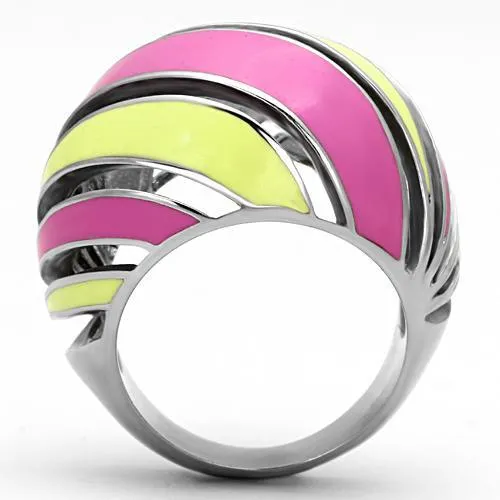 High polished (no plating) Stainless Steel Ring with Epoxy in Multi Color for Women Style TK803