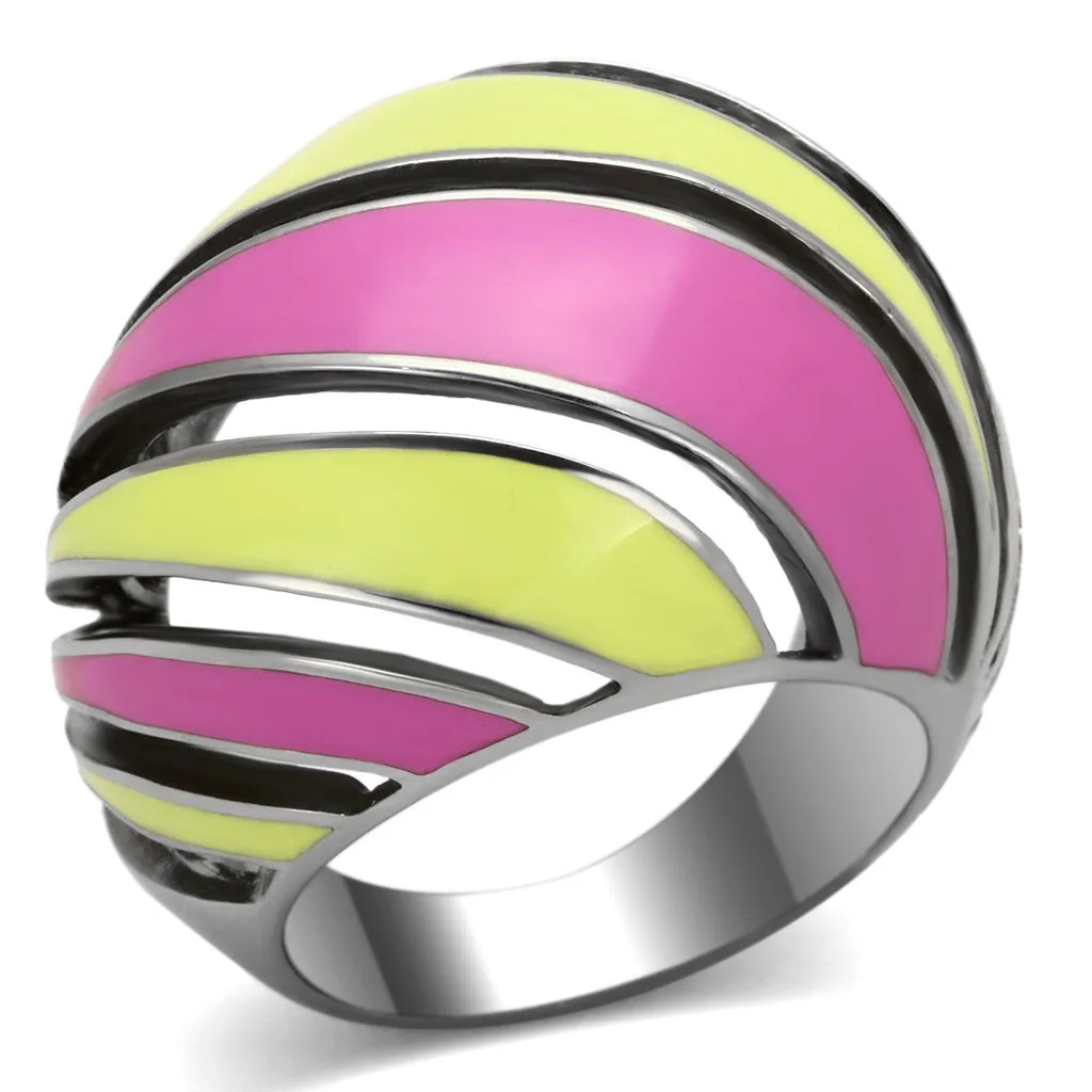 High polished (no plating) Stainless Steel Ring with Epoxy in Multi Color for Women Style TK803