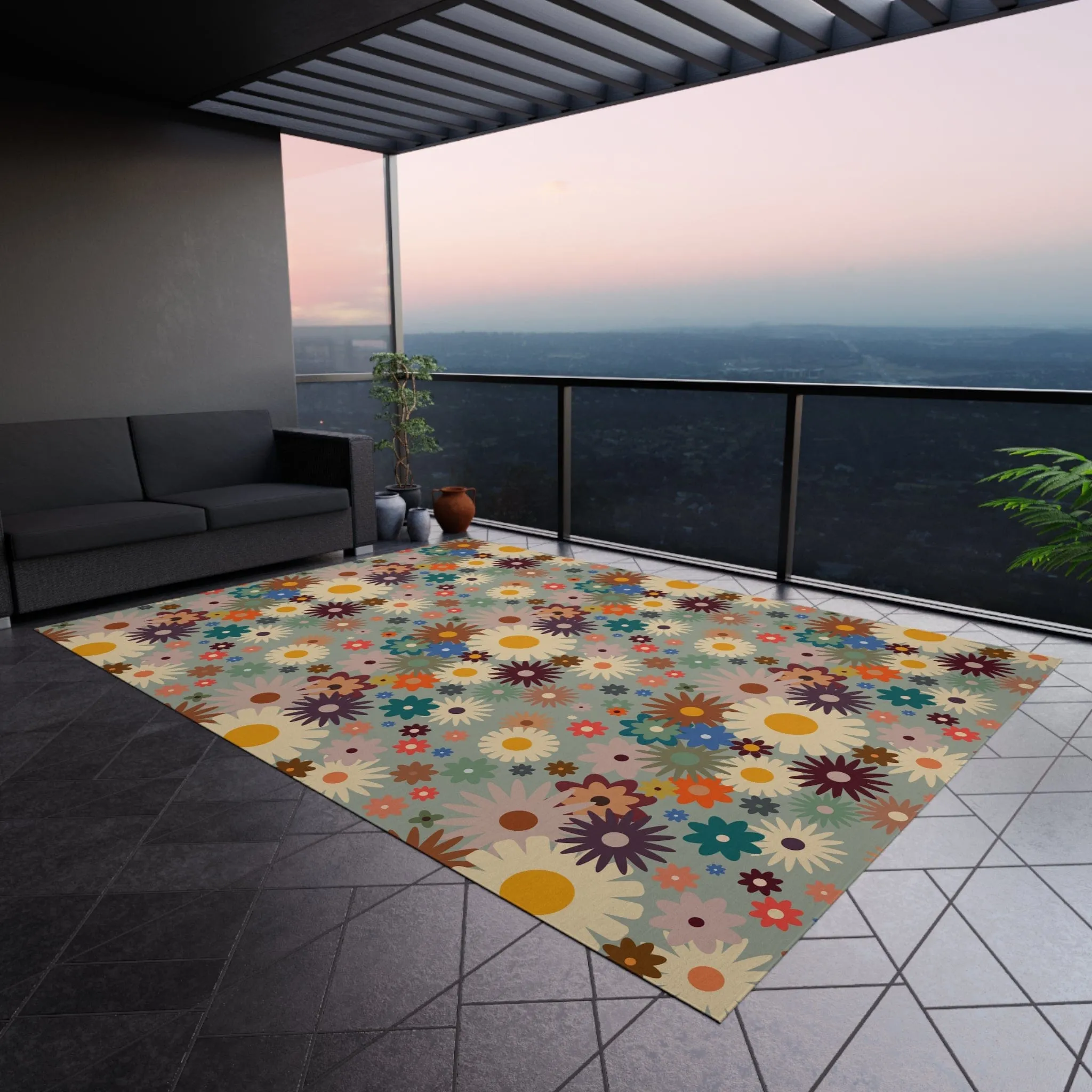 Hippie Daisy Floral Rug