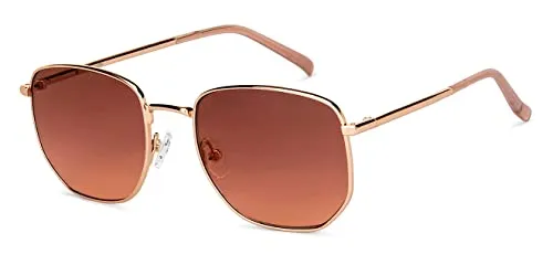 John Jacobs | Gold - Pink | Full Rim Hexagonal Stylish & Premium Sunglasses | JJ Tints | Polarized and 100% UV Protected | Women | Small | JJ S12807S-C1