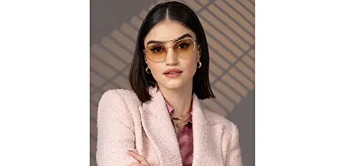 John Jacobs | Gold - Pink | Full Rim Hexagonal Stylish & Premium Sunglasses | JJ Tints | Polarized and 100% UV Protected | Women | Small | JJ S12807S-C1