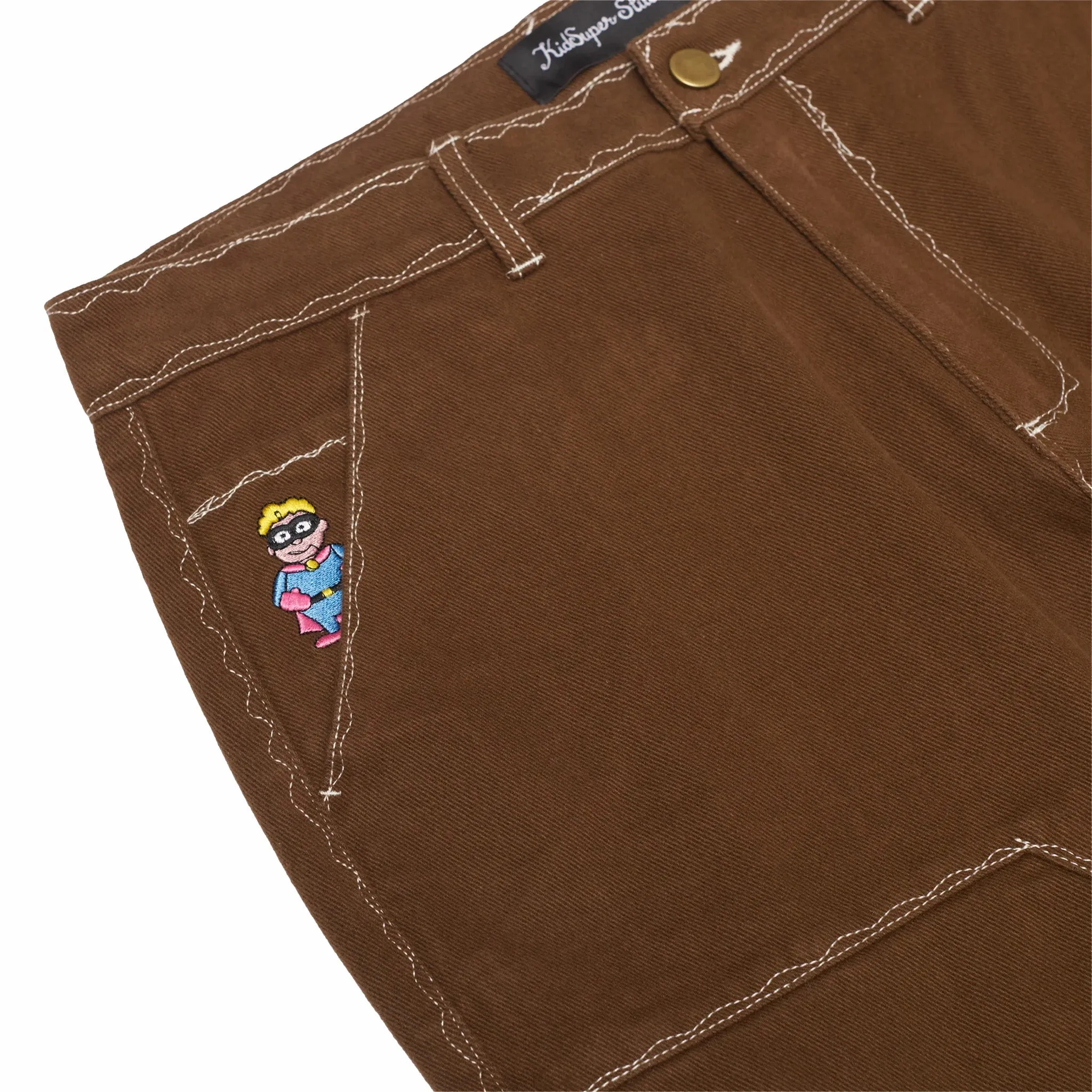 KidSuper Studios Messy Stitched Work Pants (Brown)