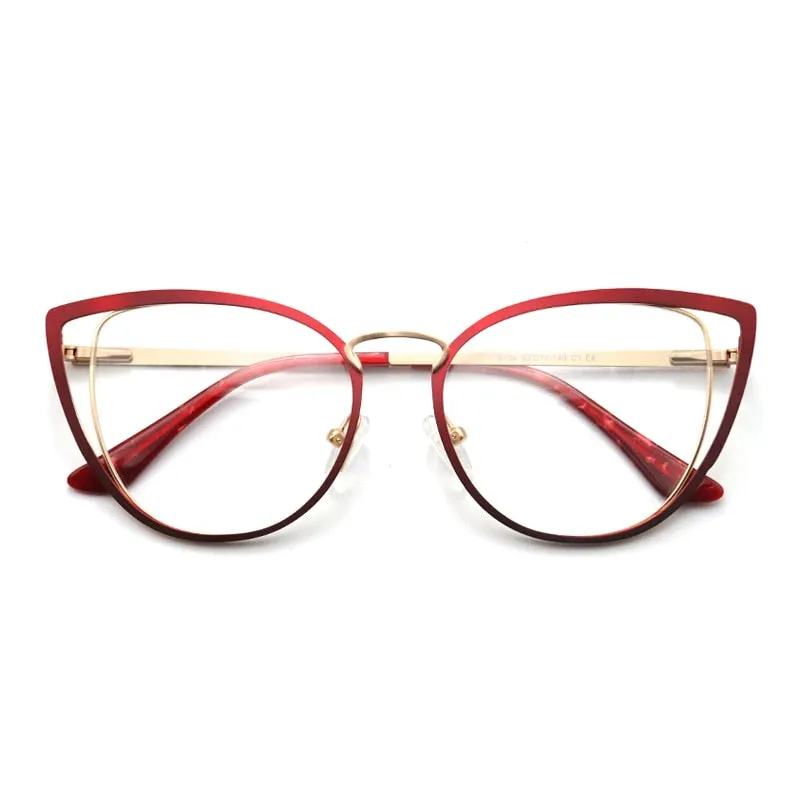 Laoyehui Women's Eyeglasses Cat Eye Alloy Frame 8104