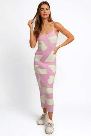 LE LIS  Abstract Contrast Maxi Sweater Cami Dress