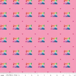 Make Geo Sewing Machine Hot Pink Fat Quarter by Kristy Lea | Riley Blake Designs