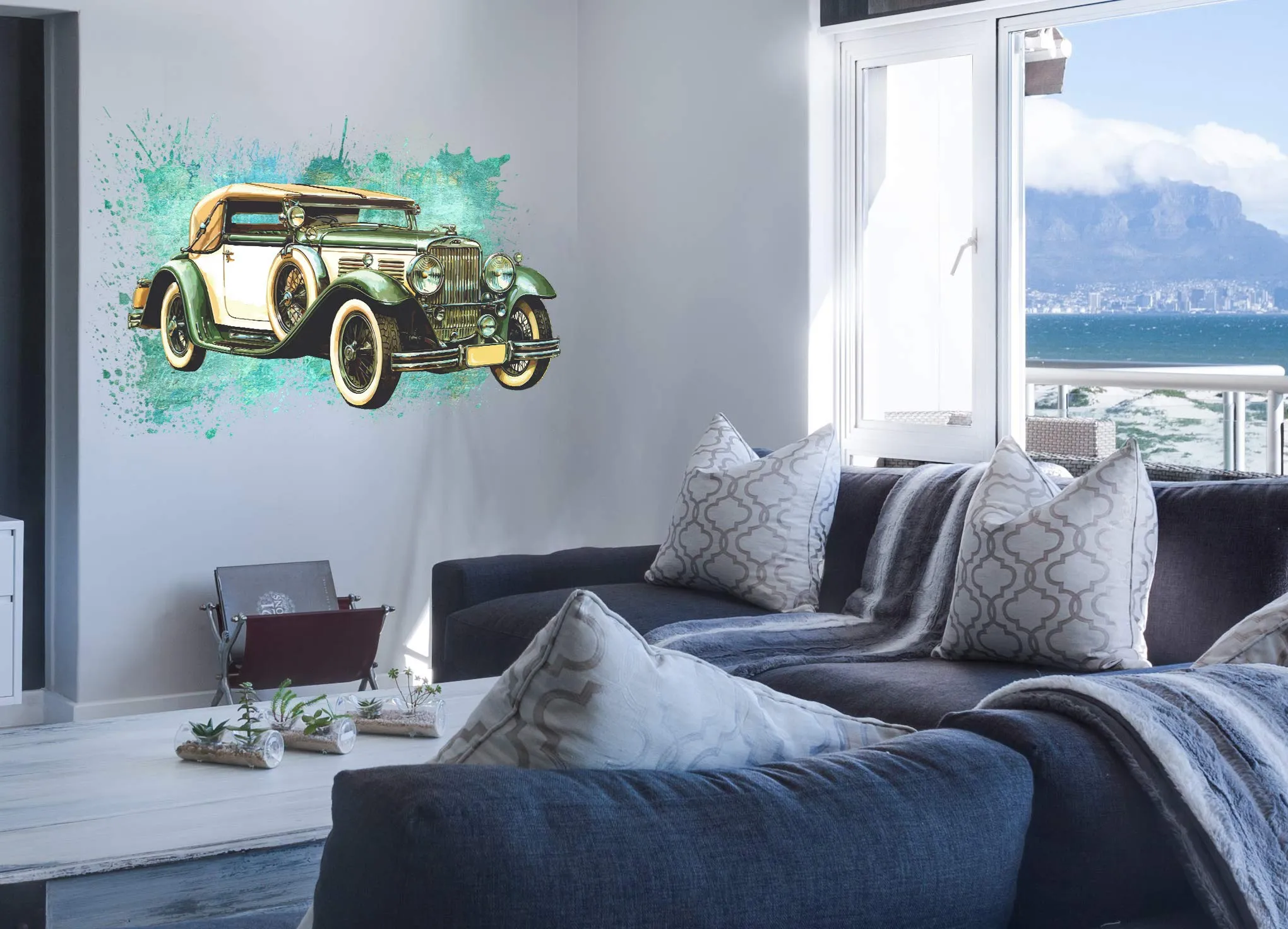 MINTKRAFT Vinyl Vehicles Wall Sticker, 40 x 30 cm, Blue Green