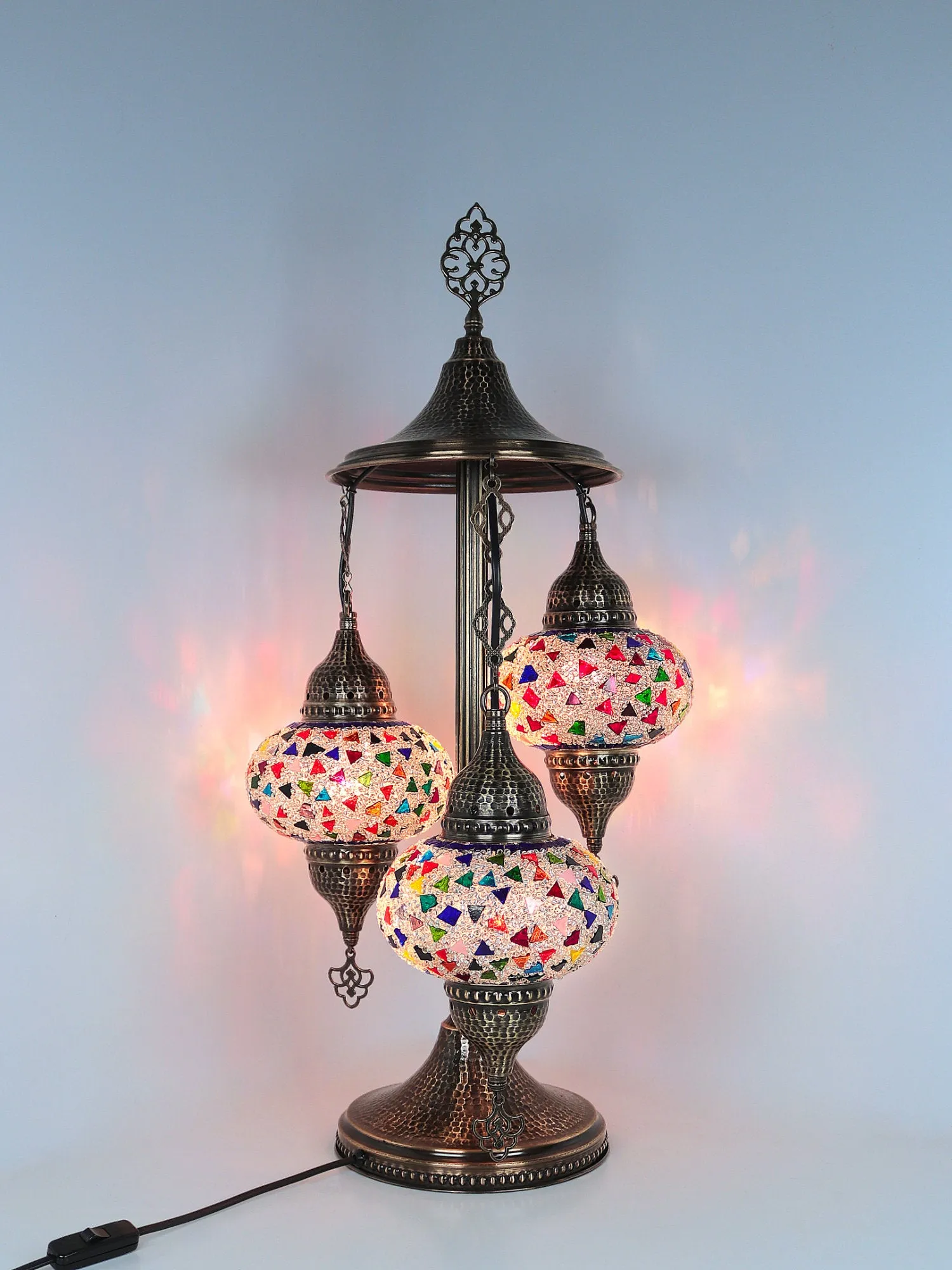 Mosaic Bedside Lamp 3-Globe Colorful Color