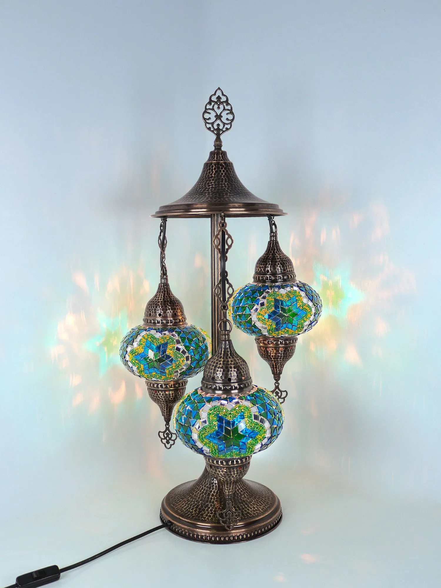 Mosaic Bedside Lamp 3-Globe Colorful Color