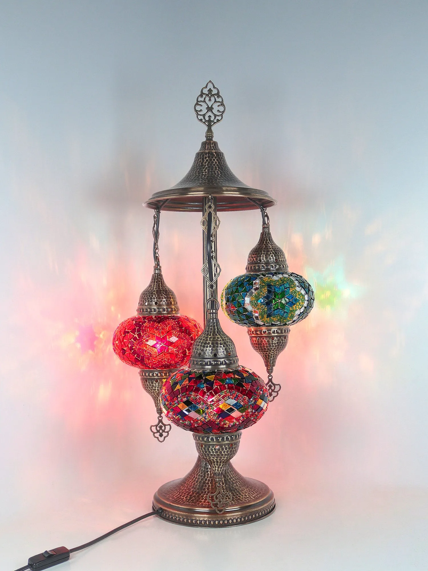 Mosaic Bedside Lamp 3-Globe Colorful Color