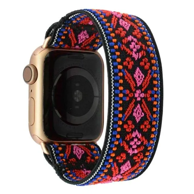 Neon Red Green Ethnic Pattern Apple Watch band Series Watchbands