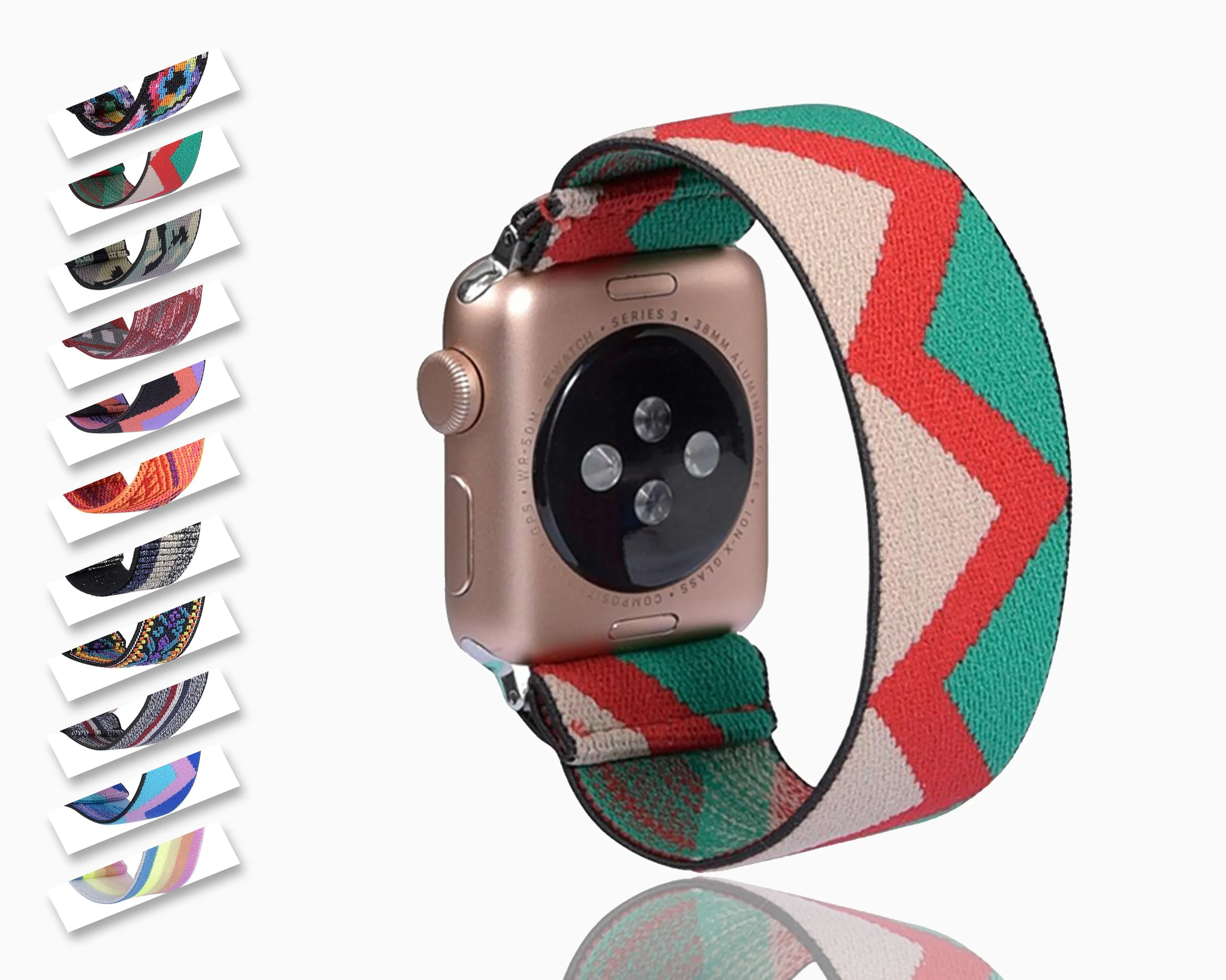 Neon Red Green Ethnic Pattern Apple Watch band Series Watchbands