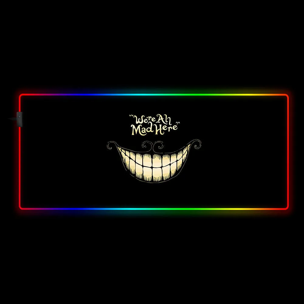 Nysekai ""We are all mad here" Design M-XXL Size RGB Gaming Mouse Pad'' Computer Desk Mat