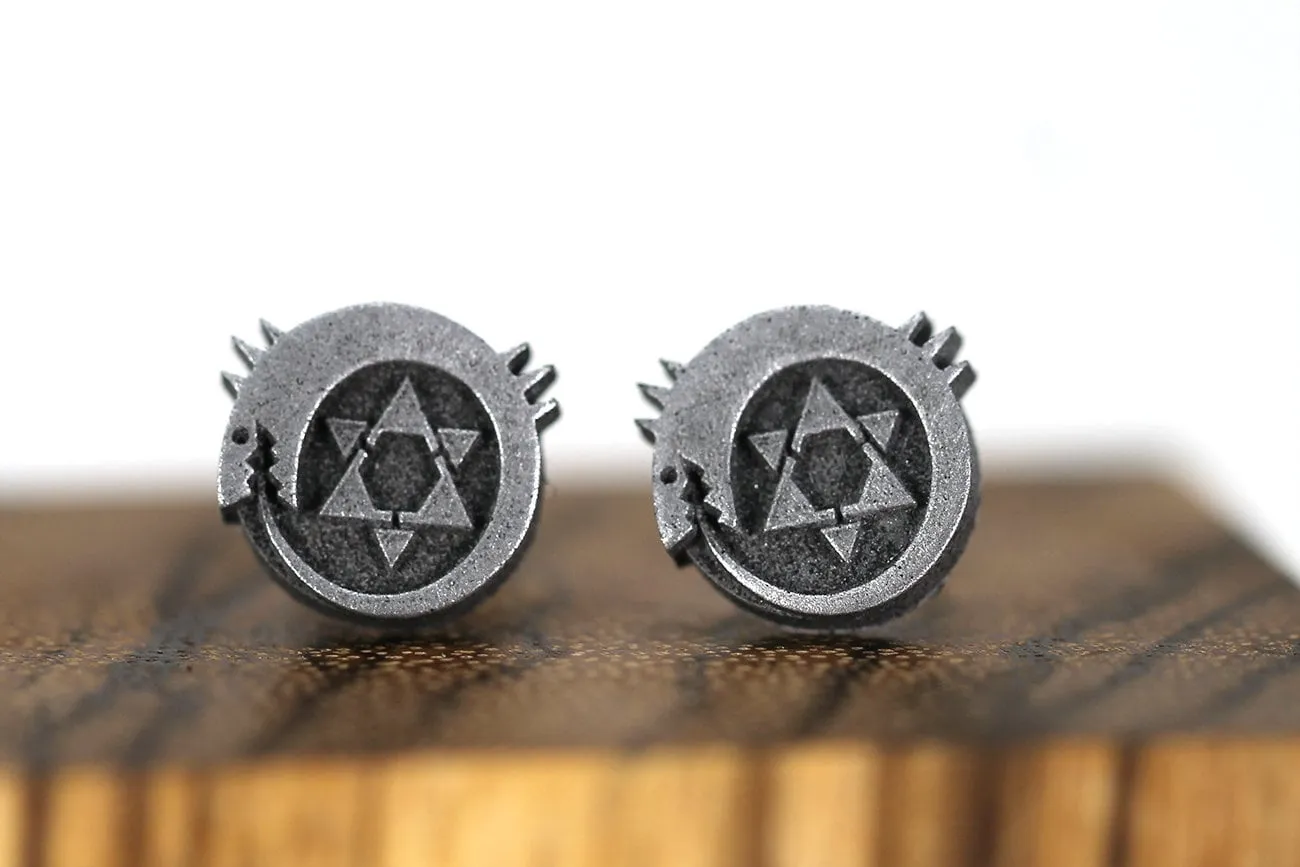 Ouroboros Symbol Stainless Steel Studded Earrings Pair - Full Metal Alchemist